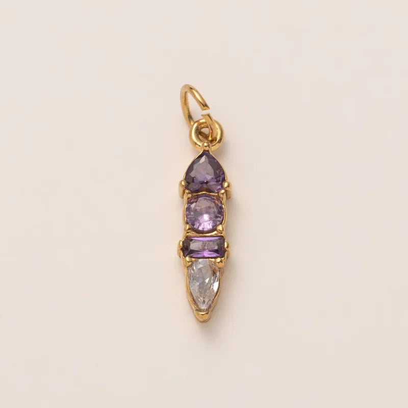 Charms Pendentif Barre - Strass Violet