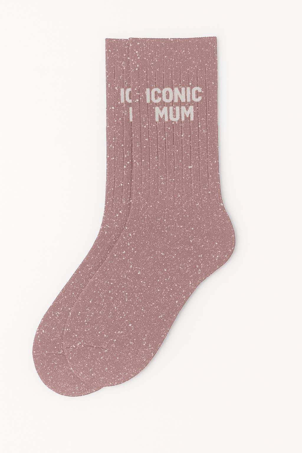 Chaussettes à Paillettes à Message "Iconic Mum" - Rose Gold