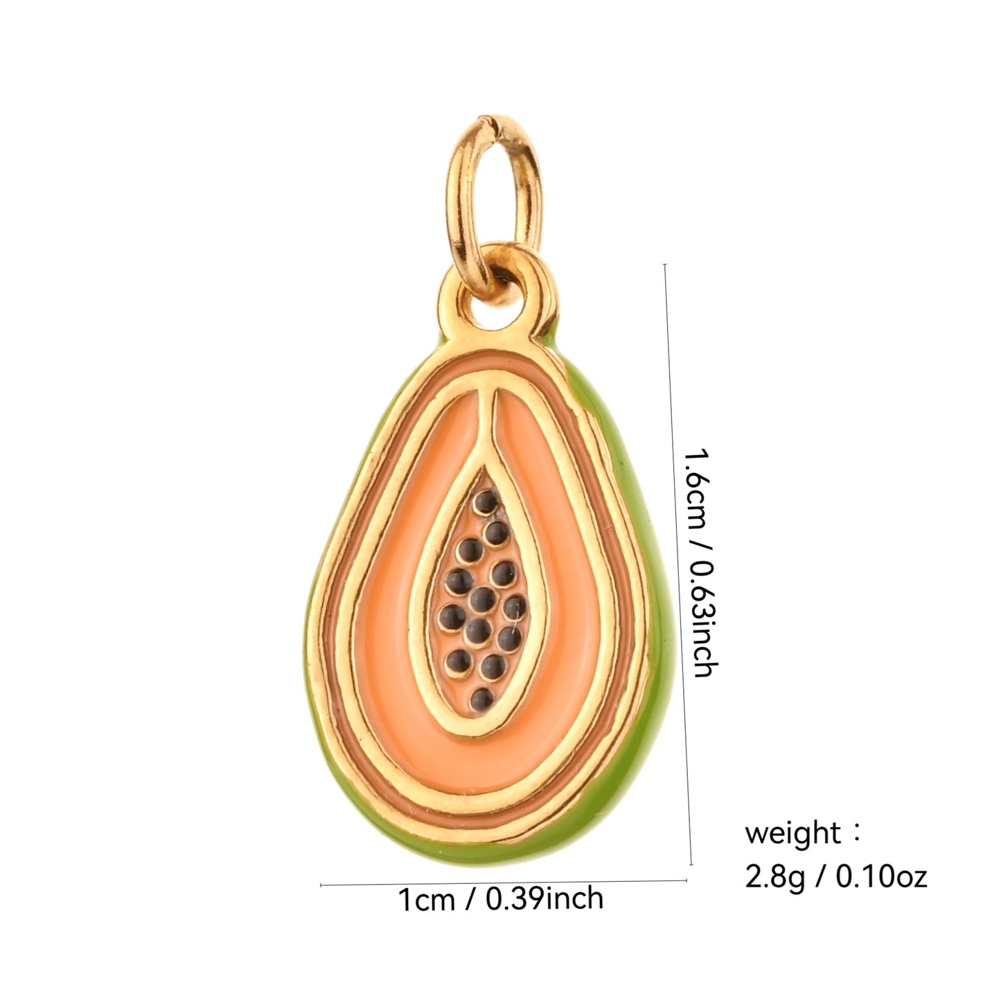 Charms Fruit Papaye - Emaille Orange vert