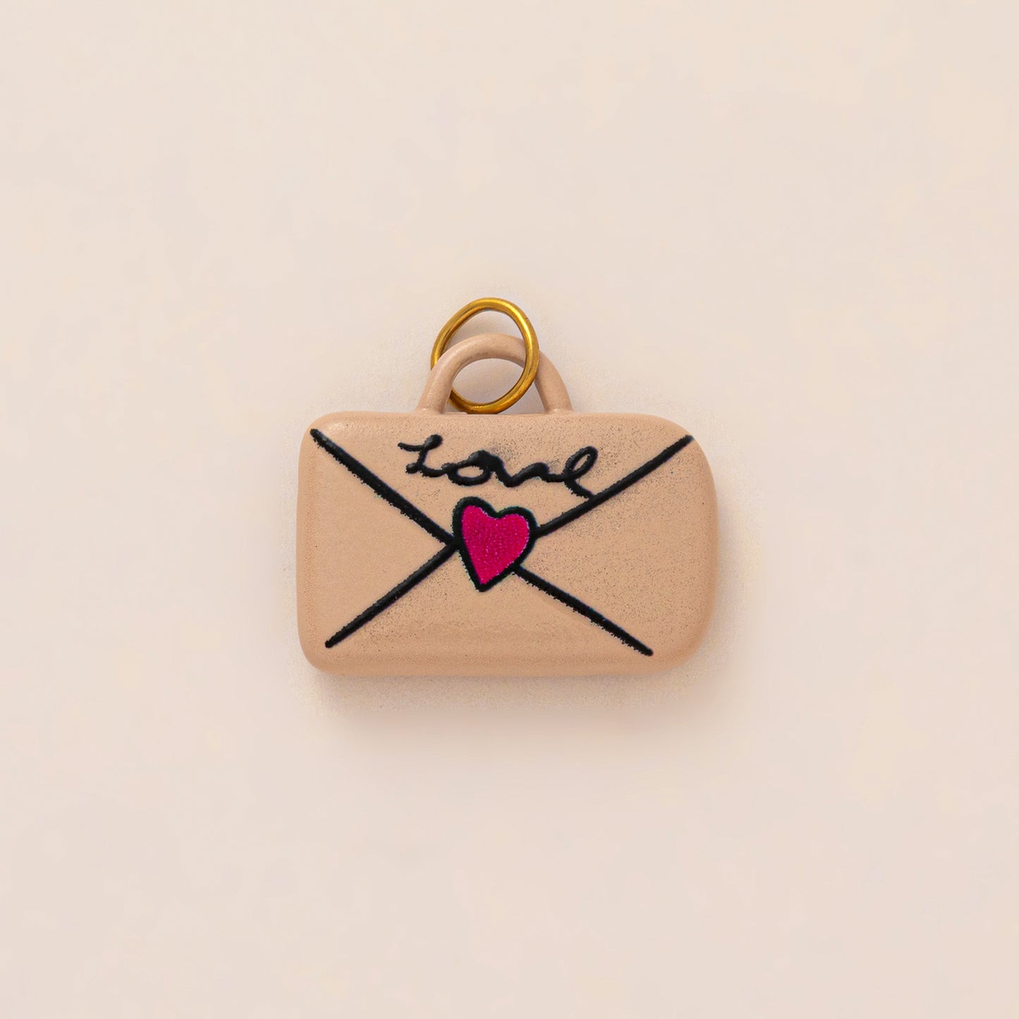 Charms Lettre Enveloppe - Email Beige et Rouge