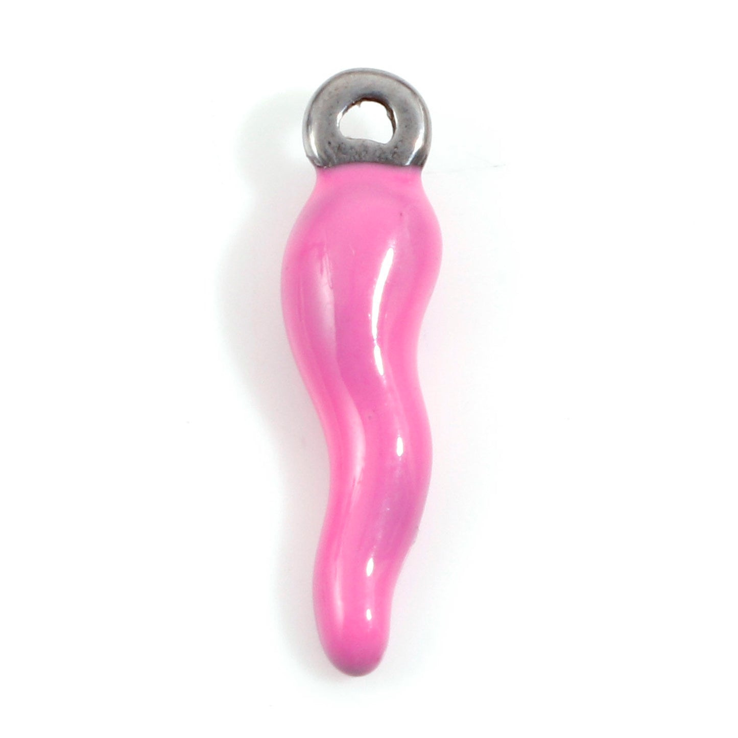 Charms Piment émail fuschia - Argent