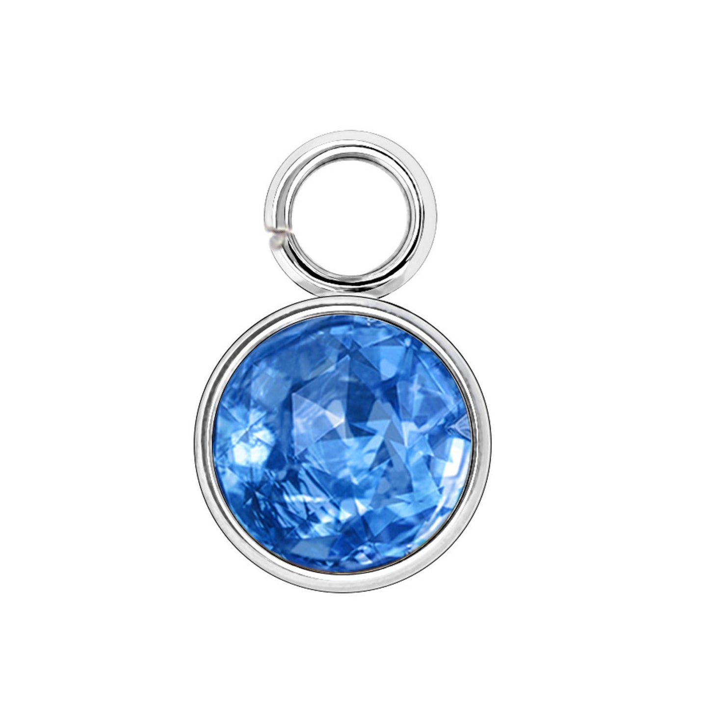 Charms Strass Rond - Bleu clair - Argent