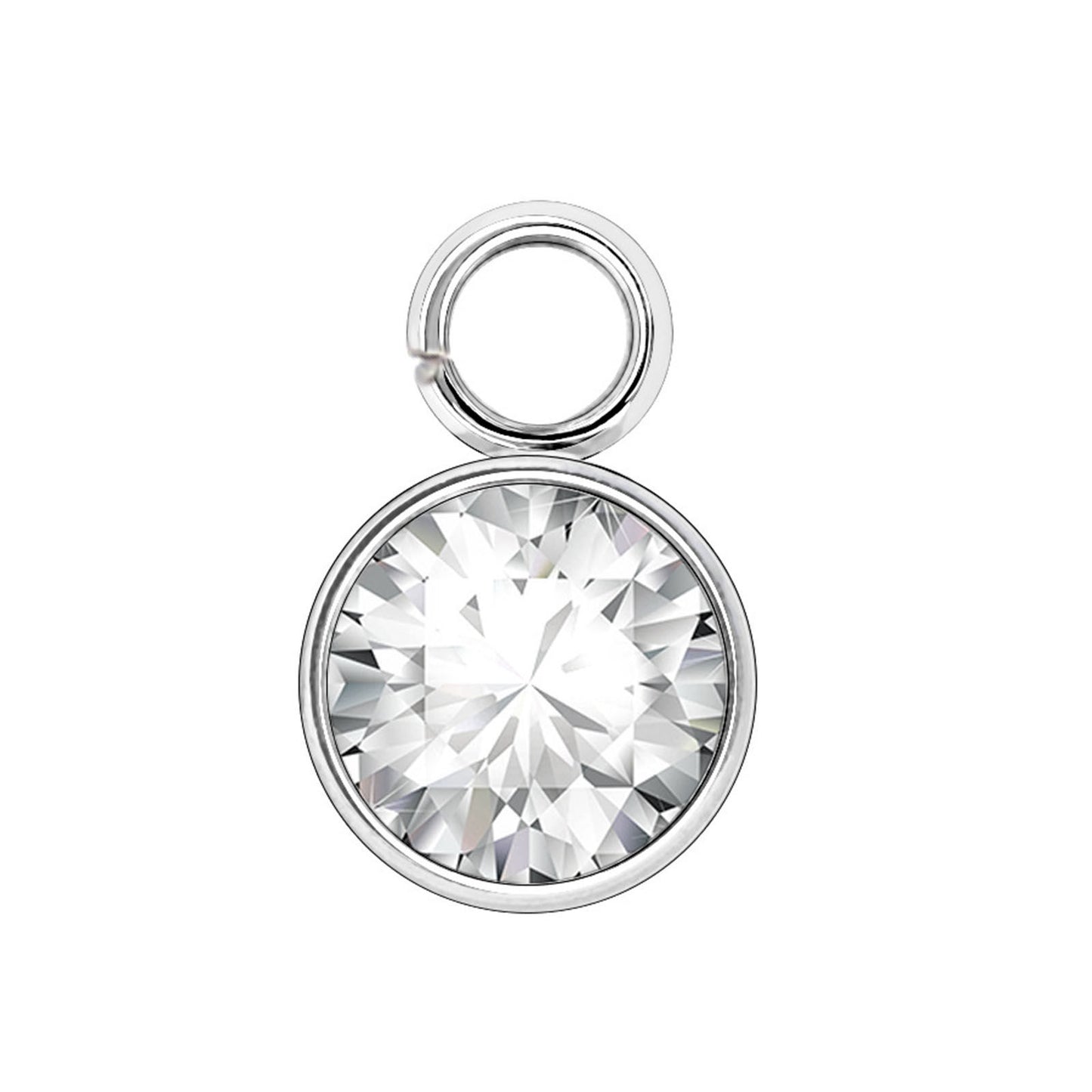 Charms Strass Rond - Blanc - Argent