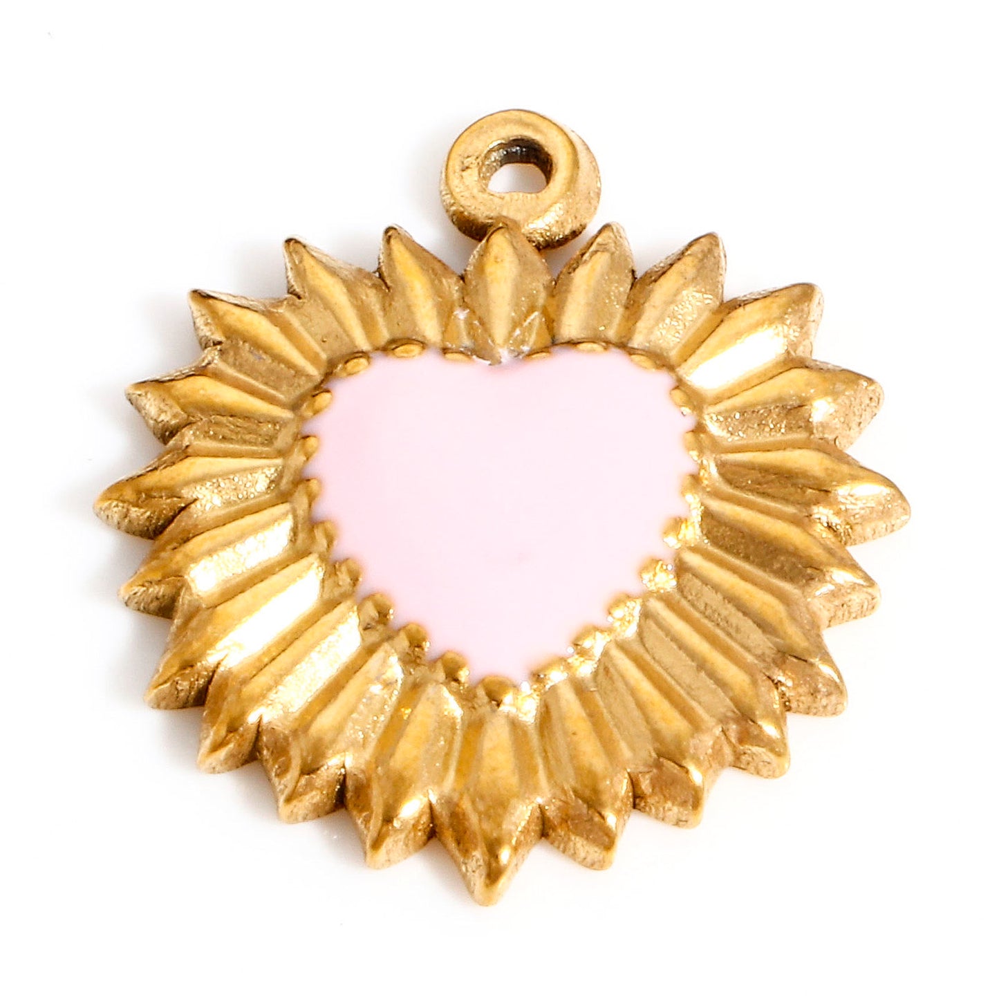 Charms Coeur Ex Voto émail Rose