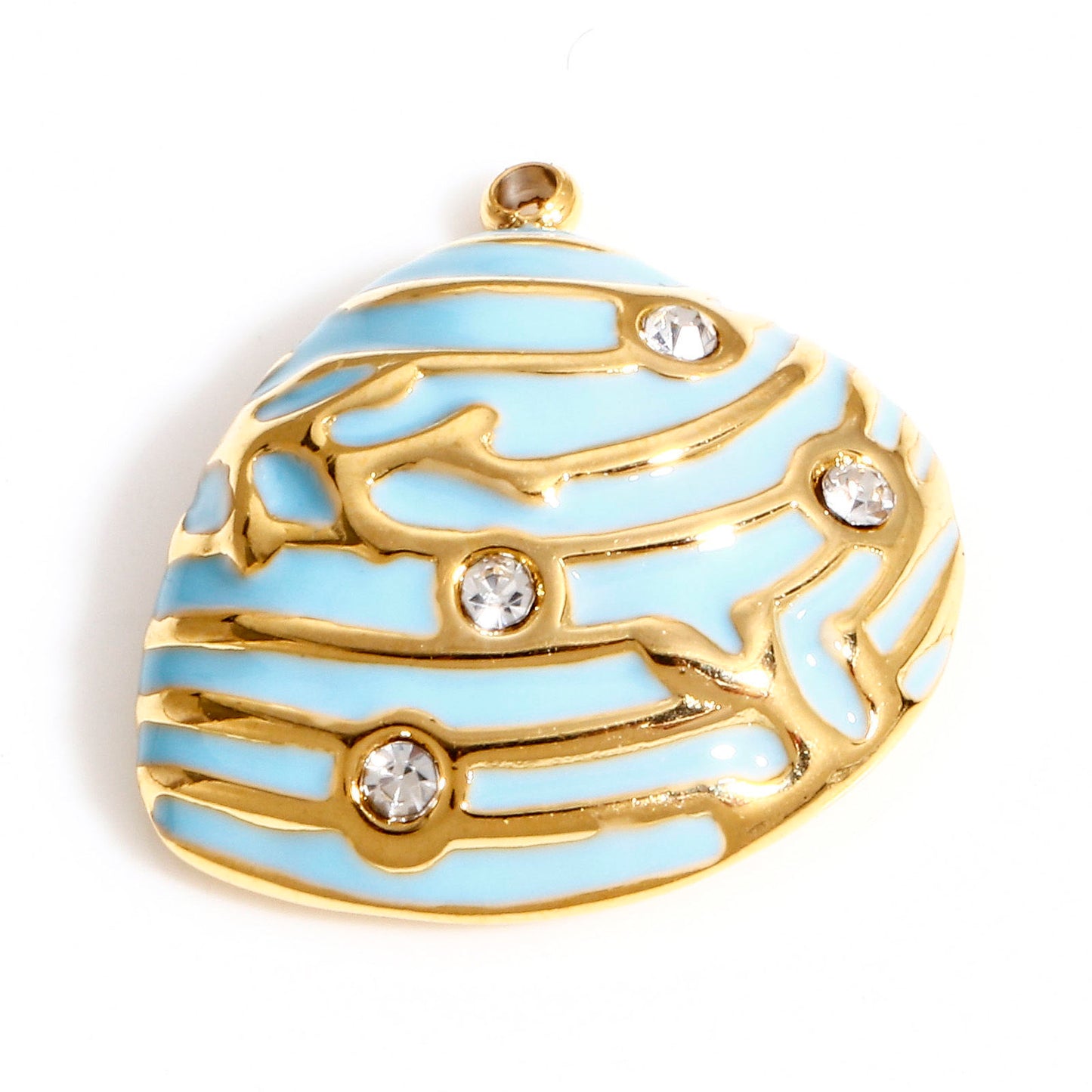 Charms Coquillage Palourde Strass & émail bleu clair