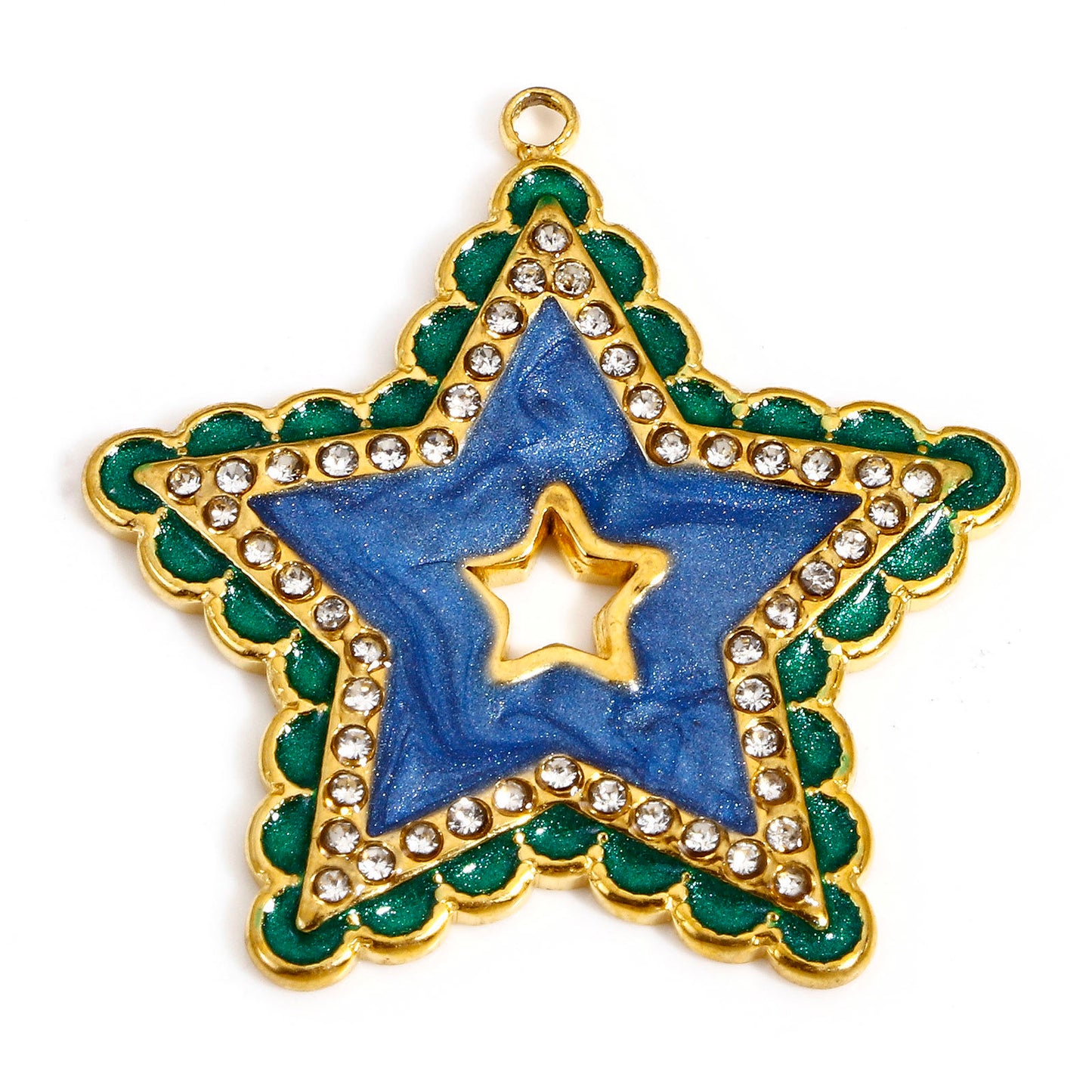 Charms Etoile Strass - Email Bleu Vert