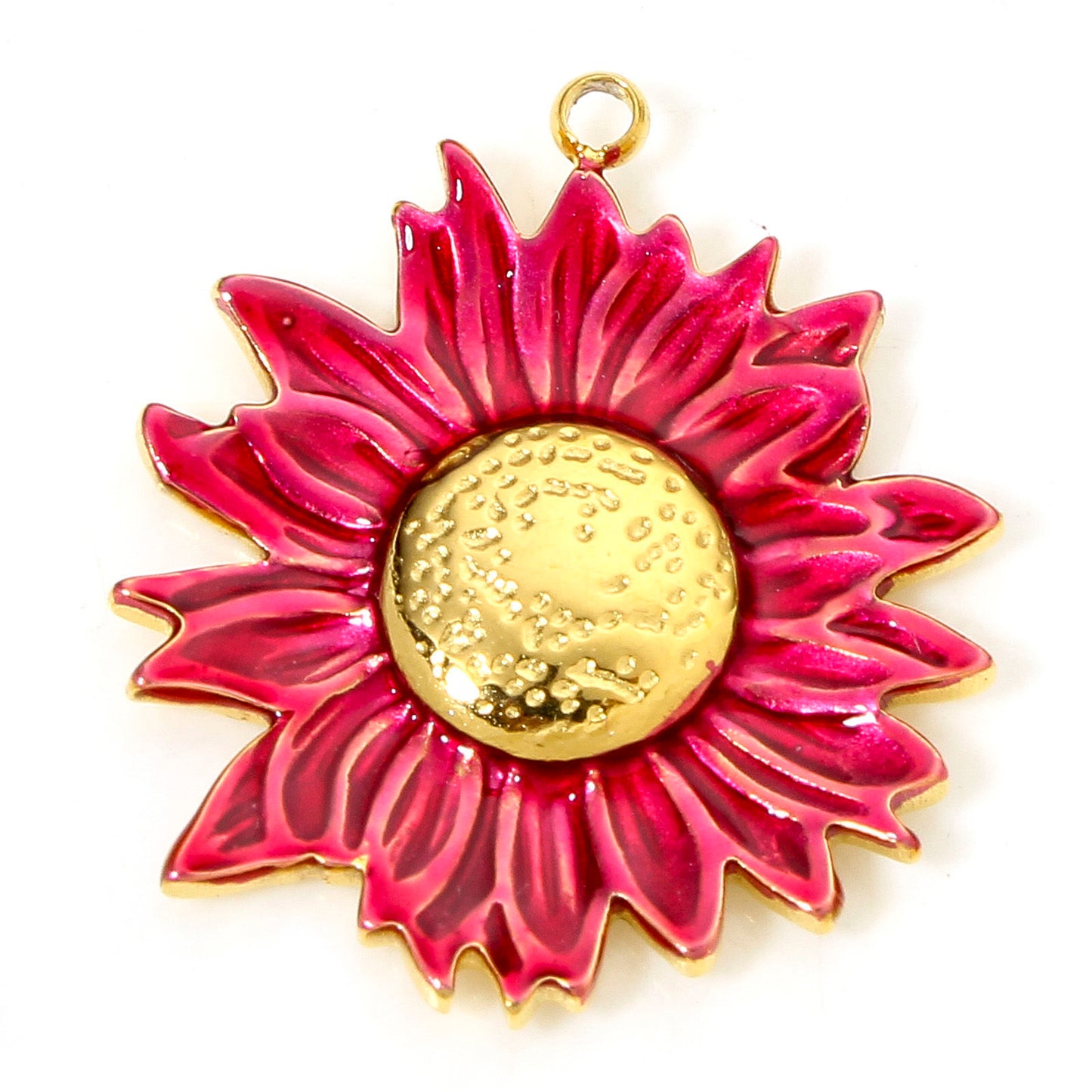 Charms Fleur - Email Rouge Bordeaux Fuschia