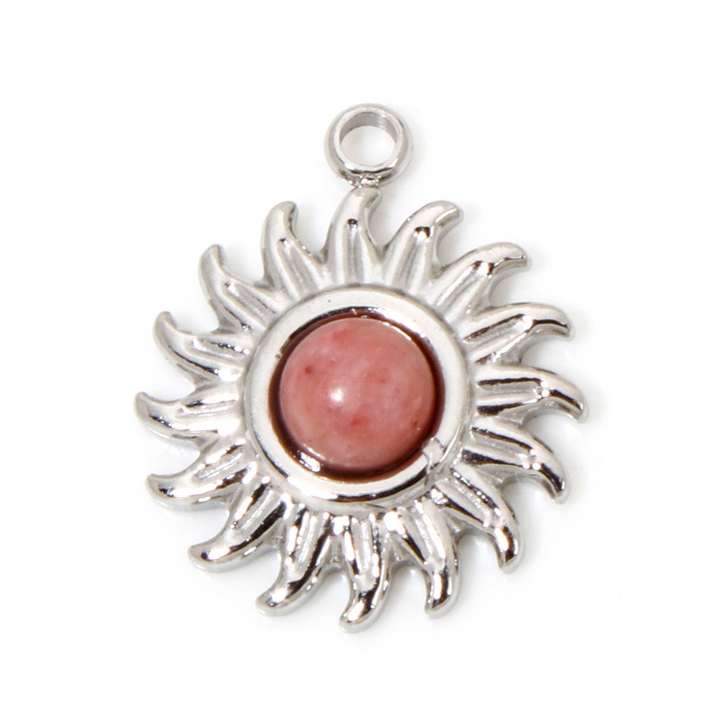 Charms Soleil Pierre Rose Rhodochrosite - Argent