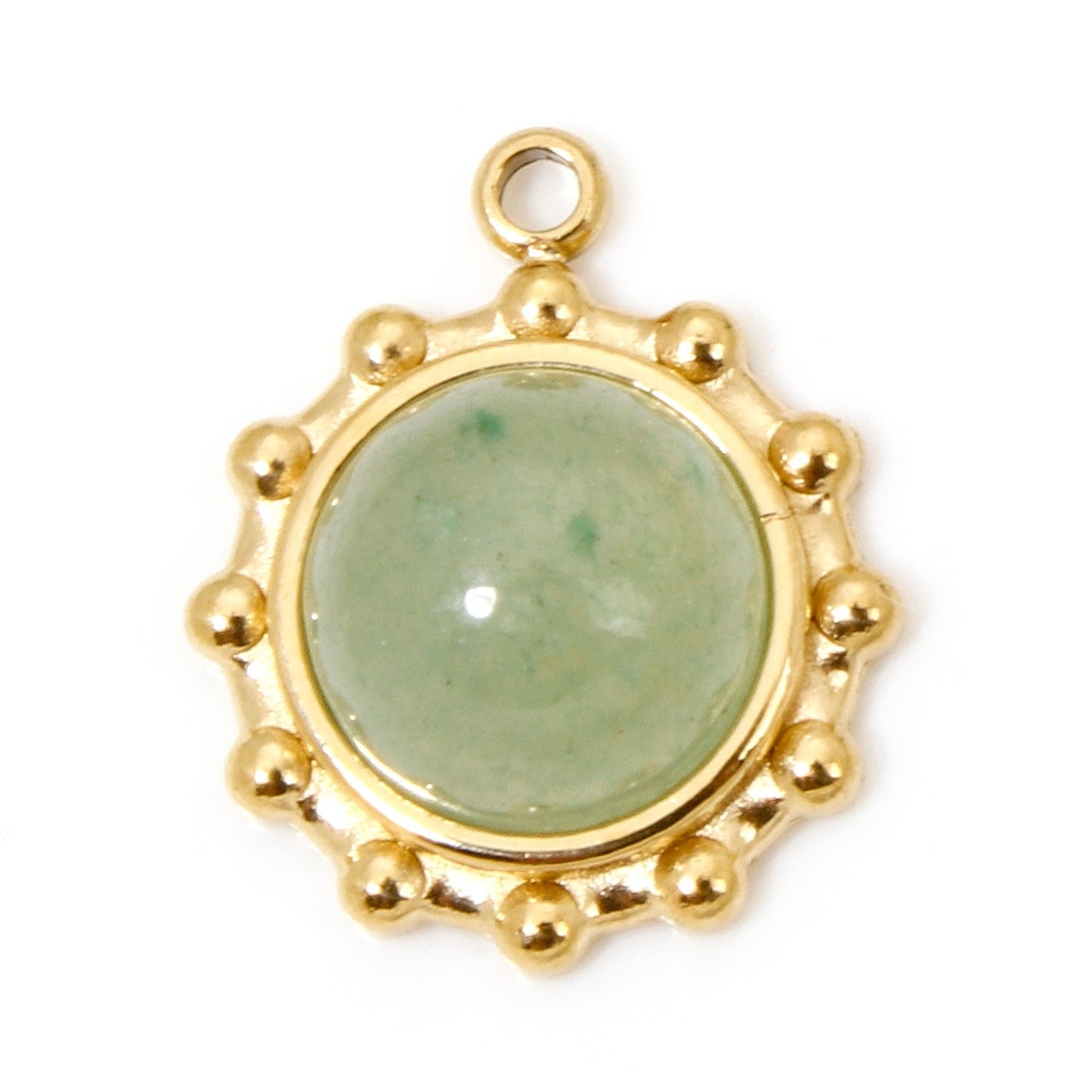 Charms Médaille Cercle Bille Pierre Vert