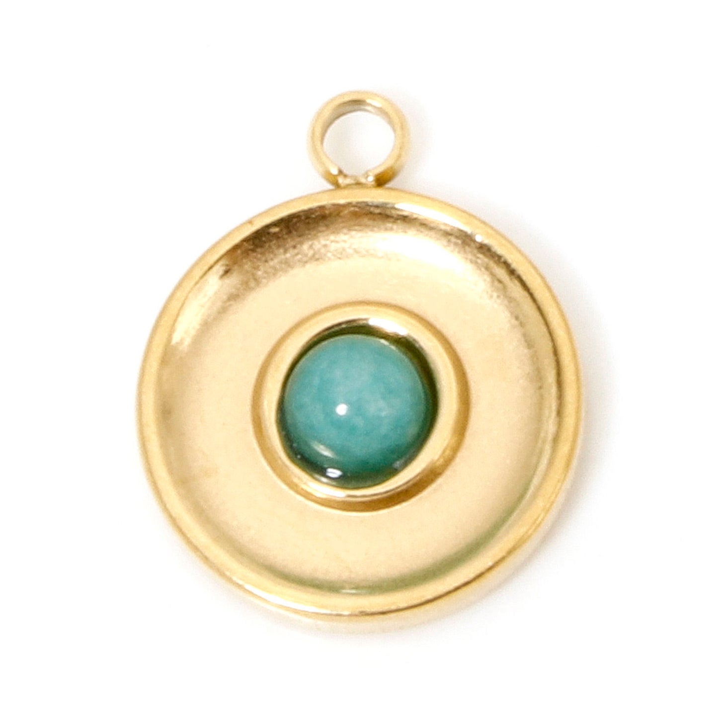 Charms Médaille Cercle Ronde Pierre Turquoise