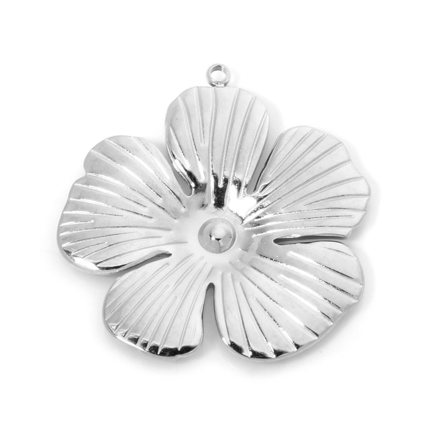 Charms Fleur rayées - Argent
