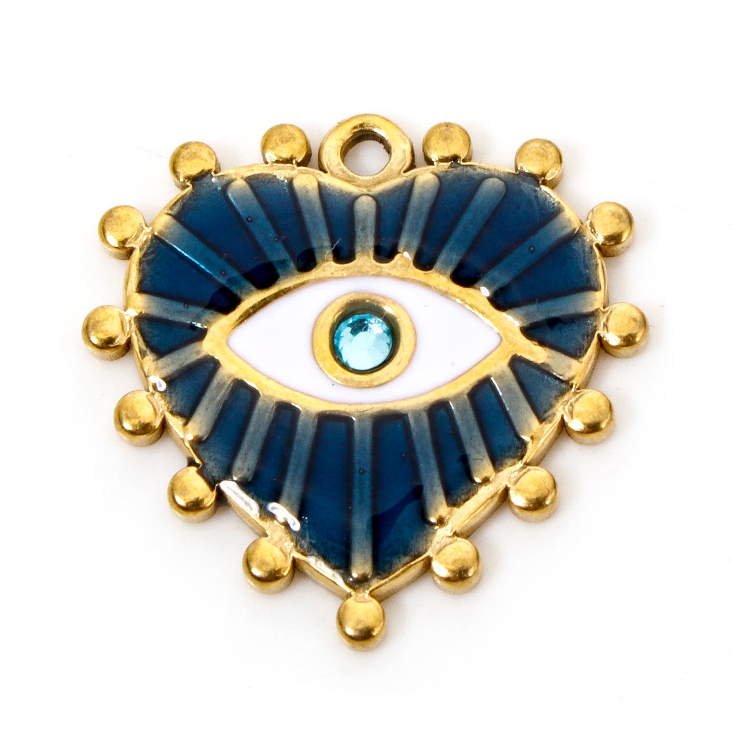 Charms Coeur émail bleu foncé strass