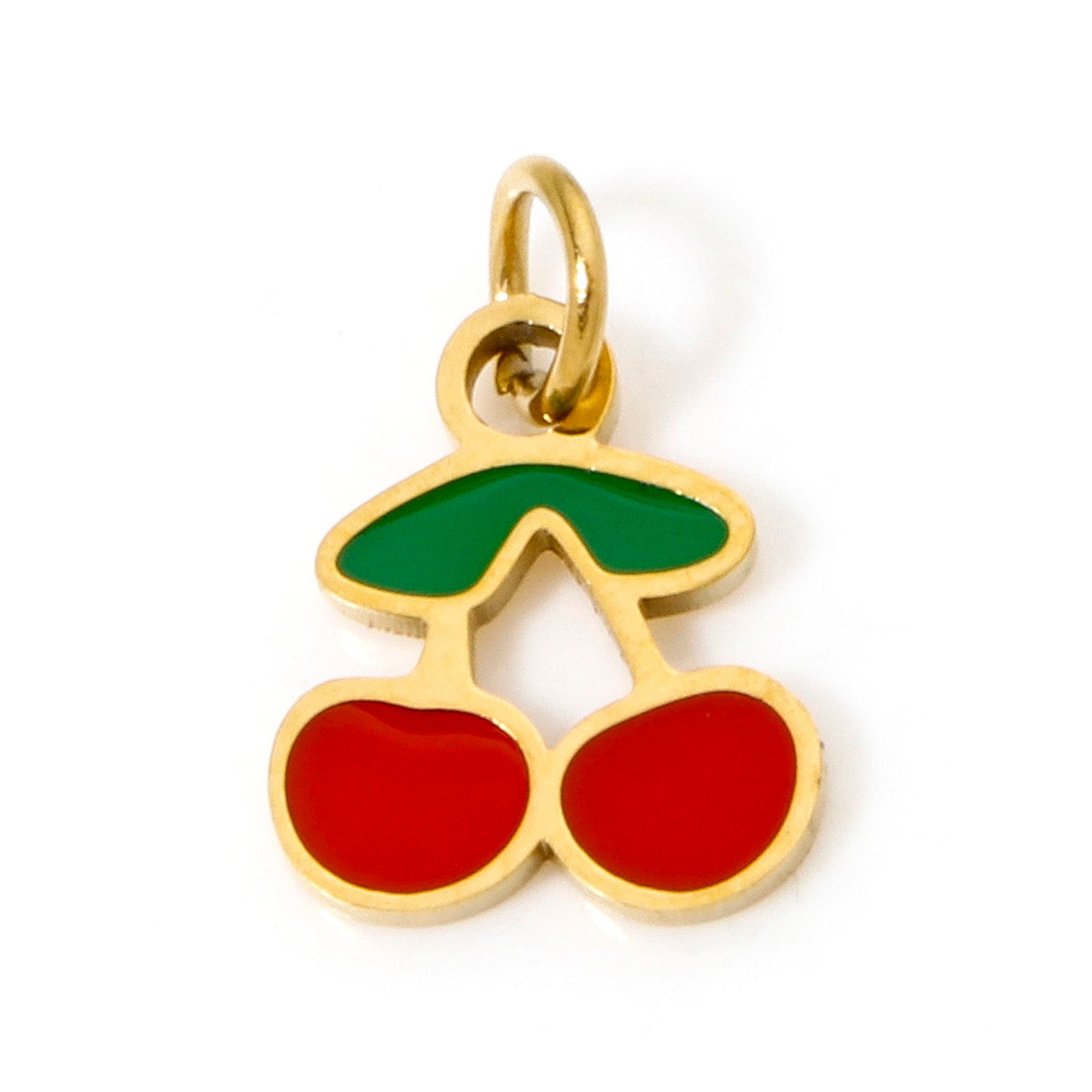 Charms Cerise petite émail rouge et verte