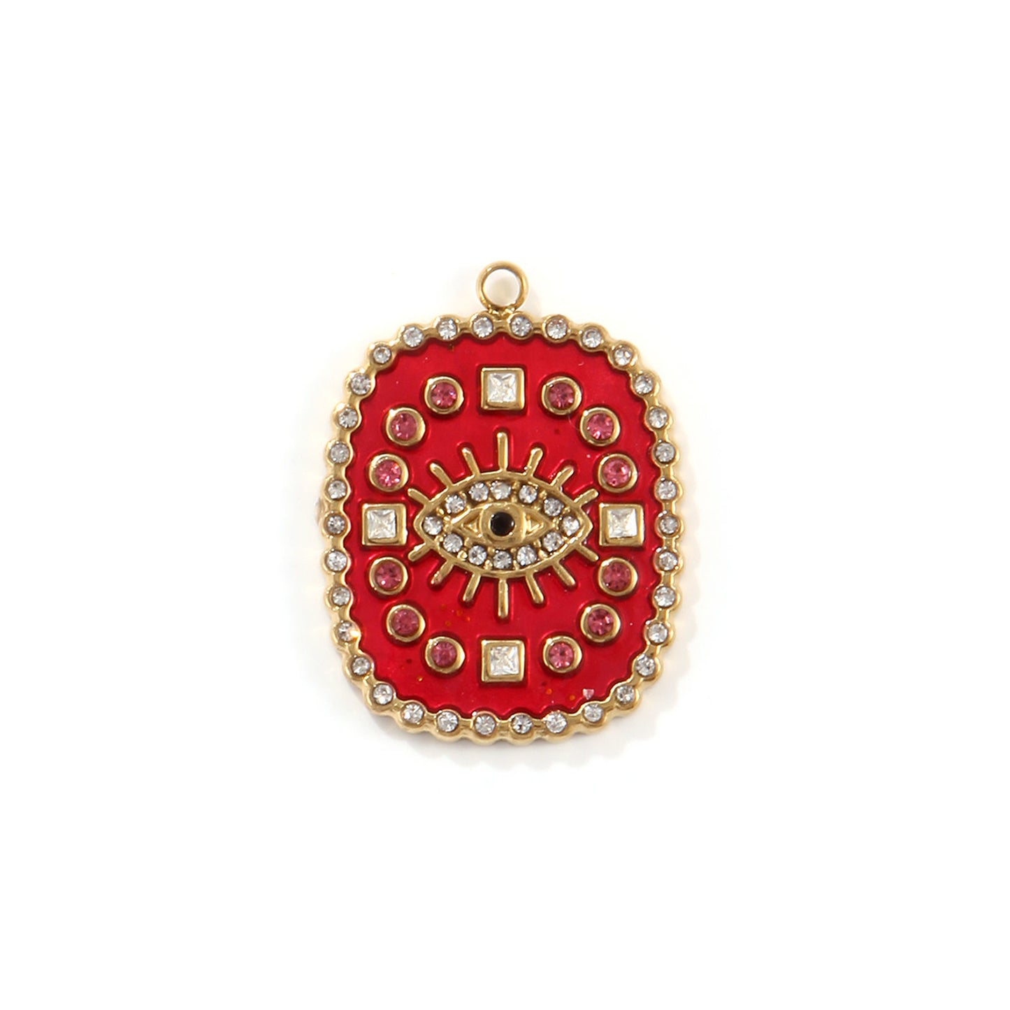 Charms Médaille Oeil émail rouge