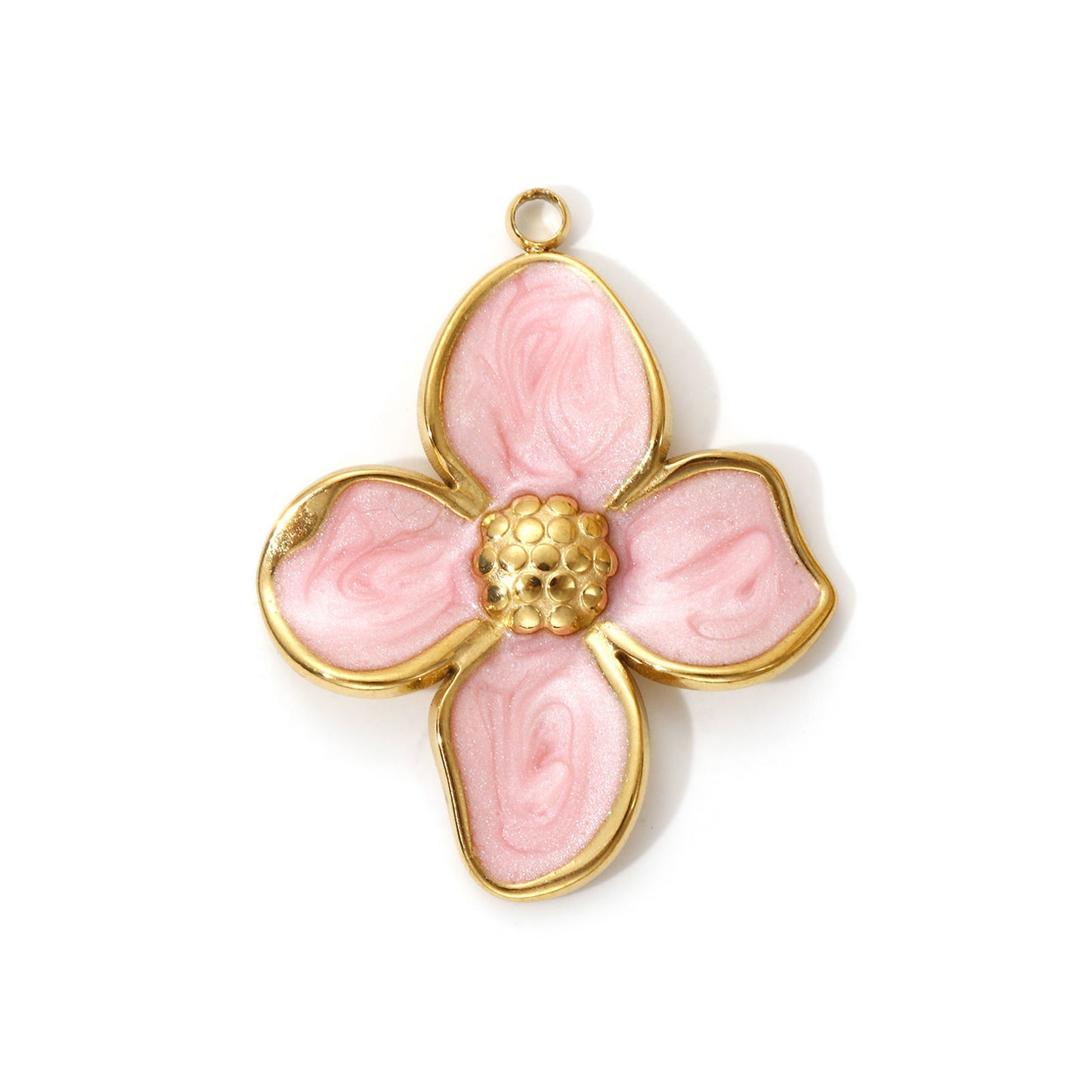 Charms Fleur 4 Pétales - Email Rose