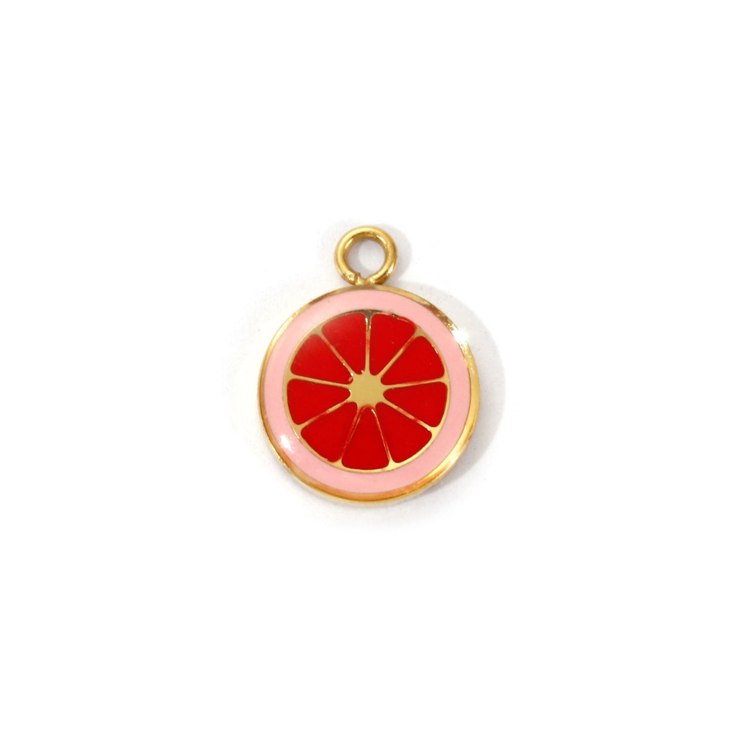 Charms Rondelle Pamplemousse Orange - Email Rouge