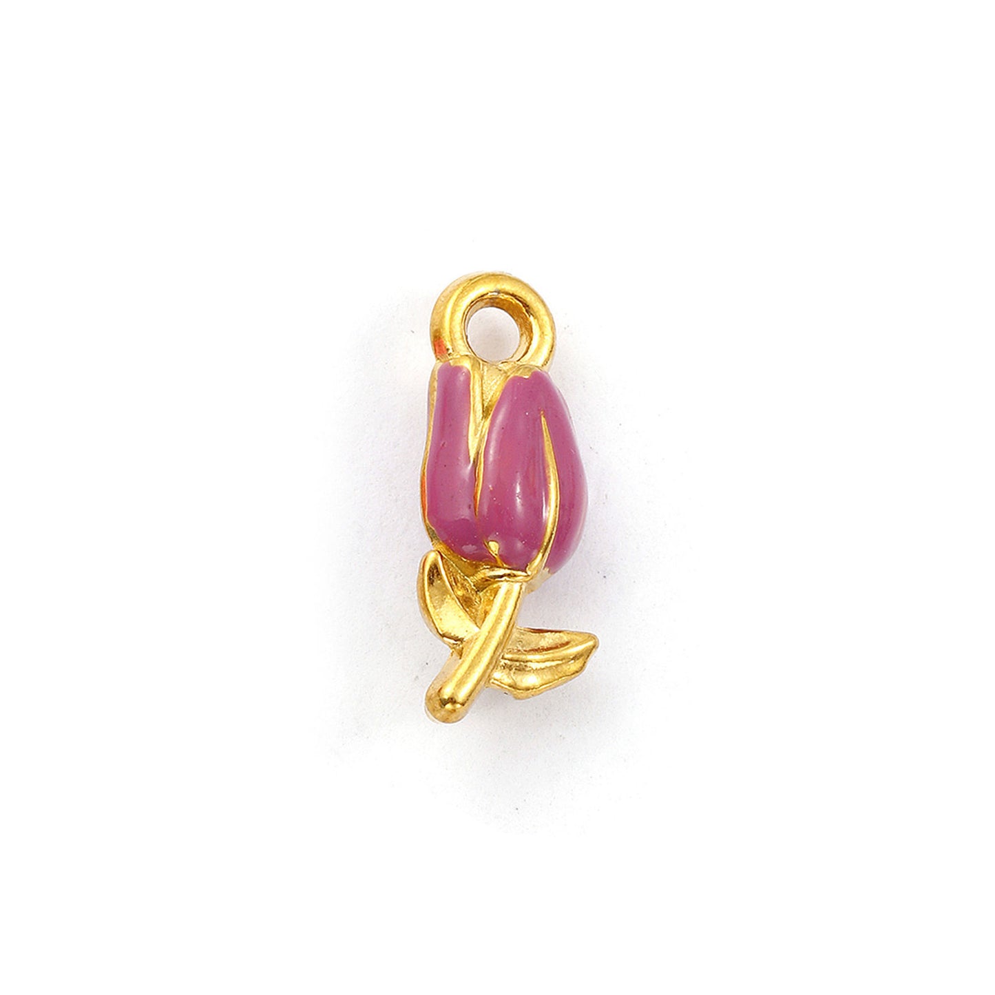 Charms Fleur Tulipe - Email Violet Fuschia Rose