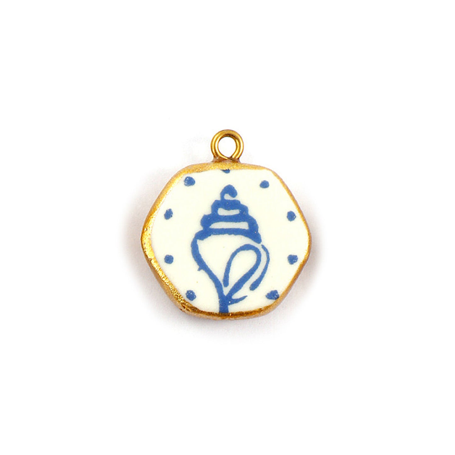 Charms Médaille Cercle Blanc Coquillage Bleu