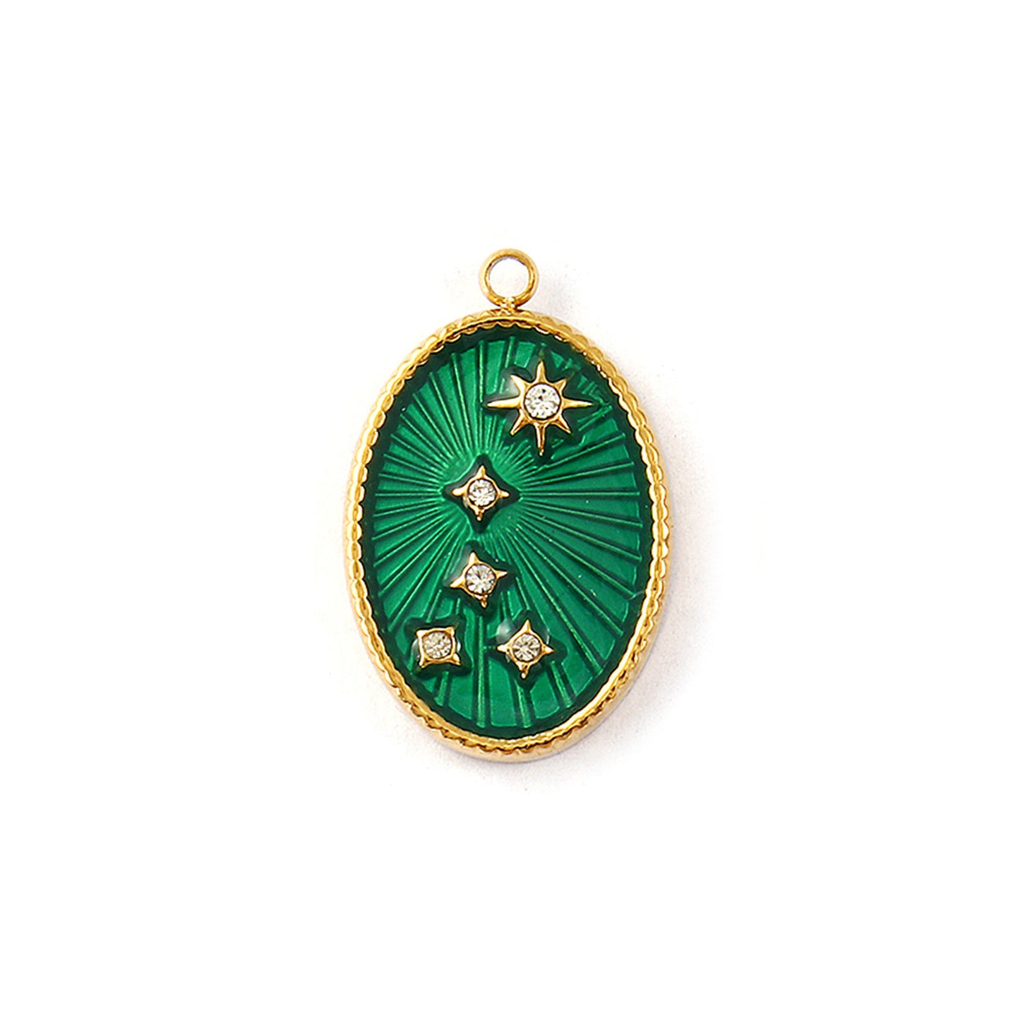 Charms Médaille Oval Strass Vert