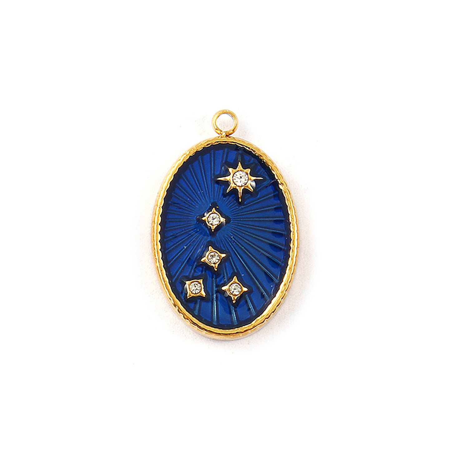 Charms Médaille Oval Strass Bleu