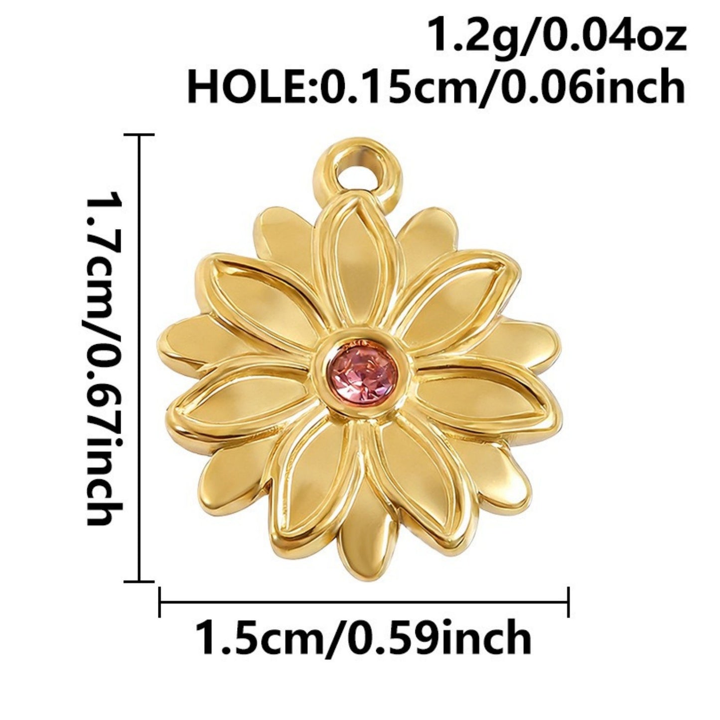 Charms Fleur Marguerite Strass Rose