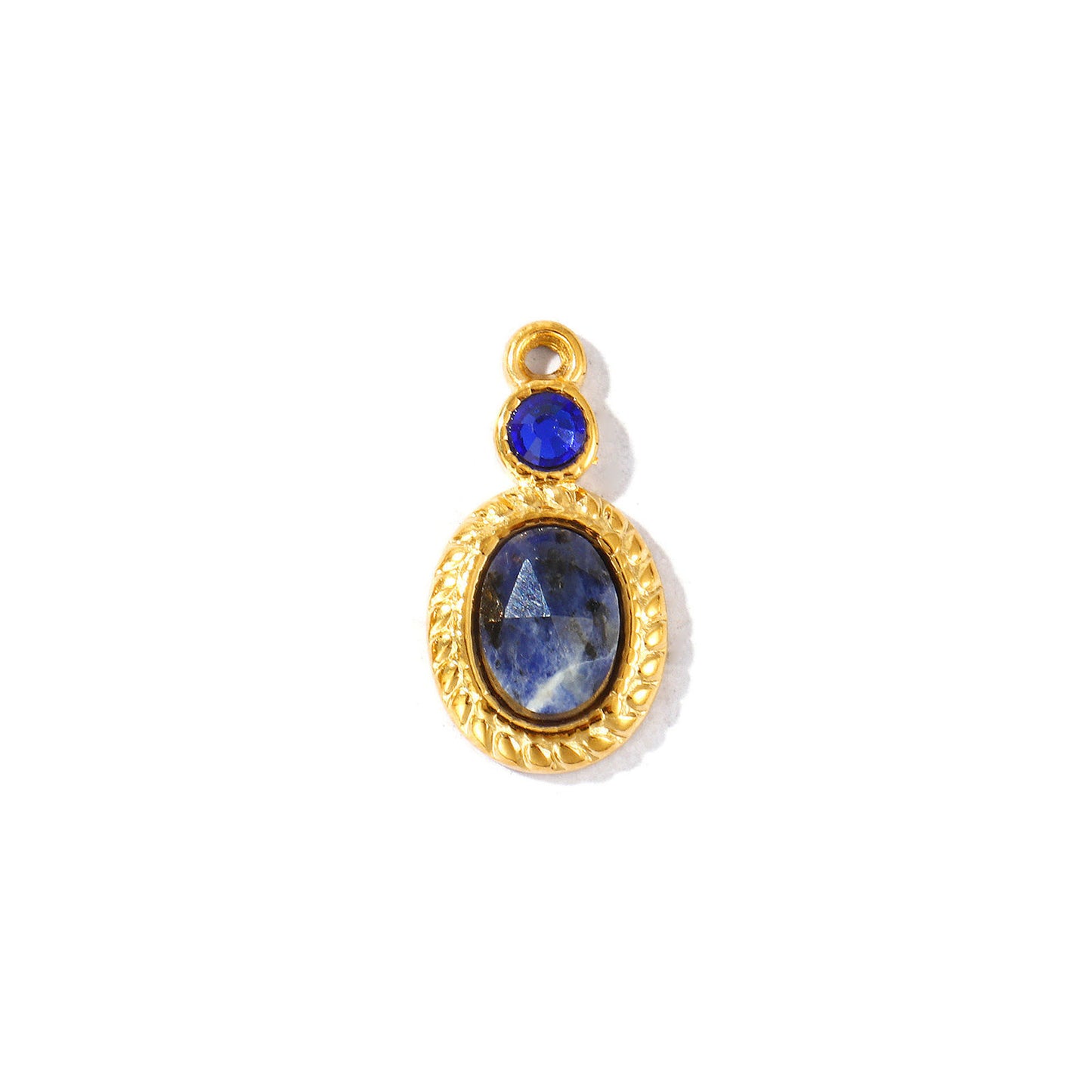 Charms Médaille pierre ovale strass - TSodalite Bleu