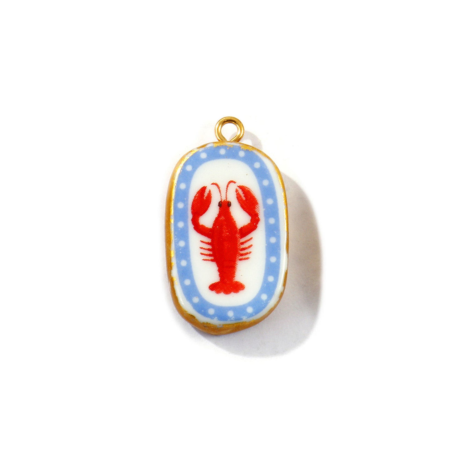Charms Médaille Ovale Blanc Homard Bleu Rouge