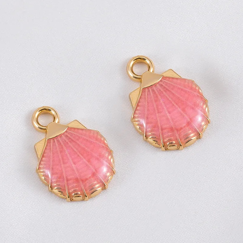 Charms Coquillage Palourde Saint Jacques - Email Rose