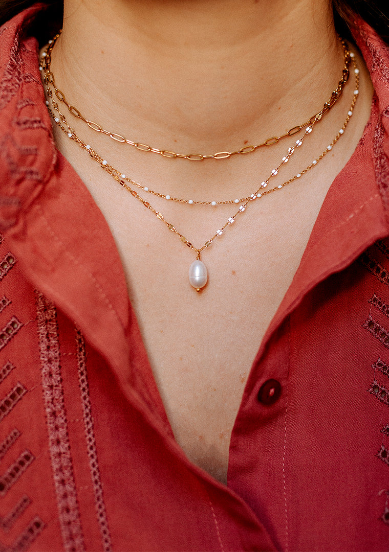 Collier triple rangs en perles naturelles 8 mm 2175 – La boîte à merveilles