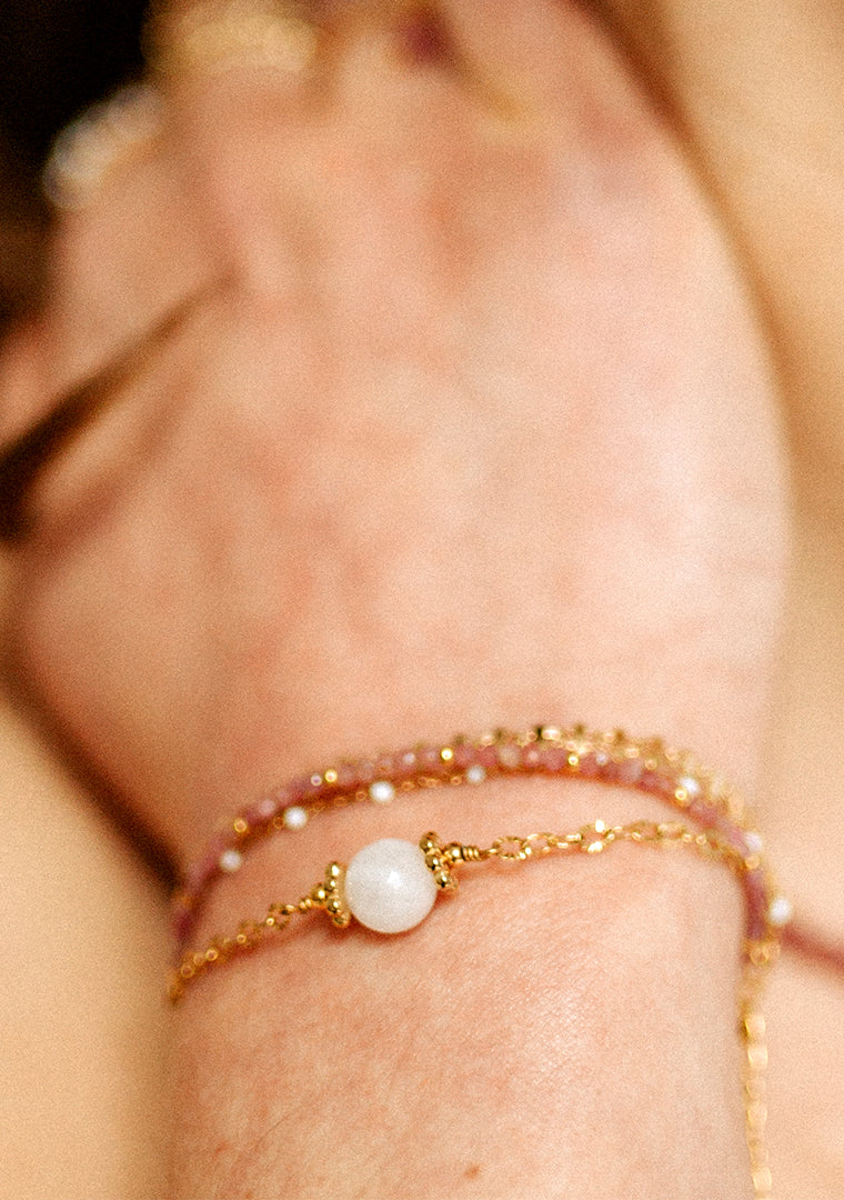 Bracelet Osiris - Jade teintée blanche