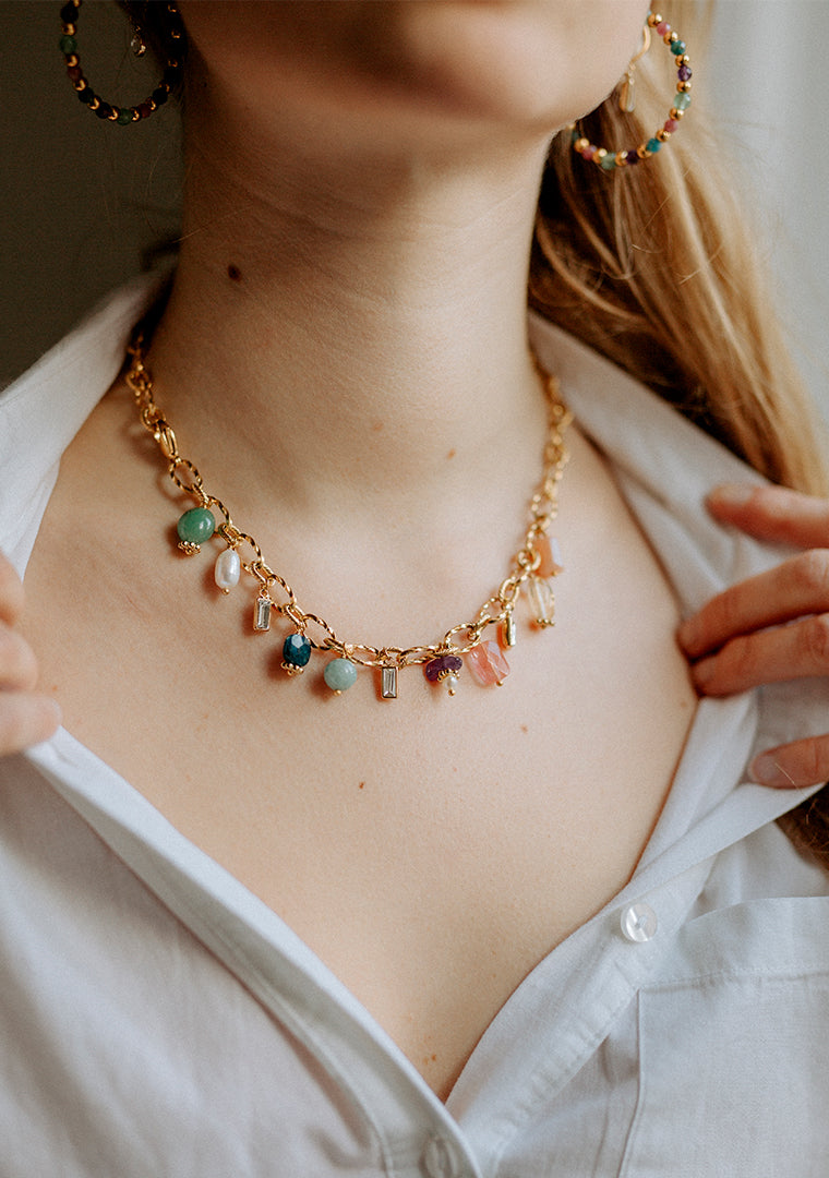 Collier Éléa - Multi-pierres pastel