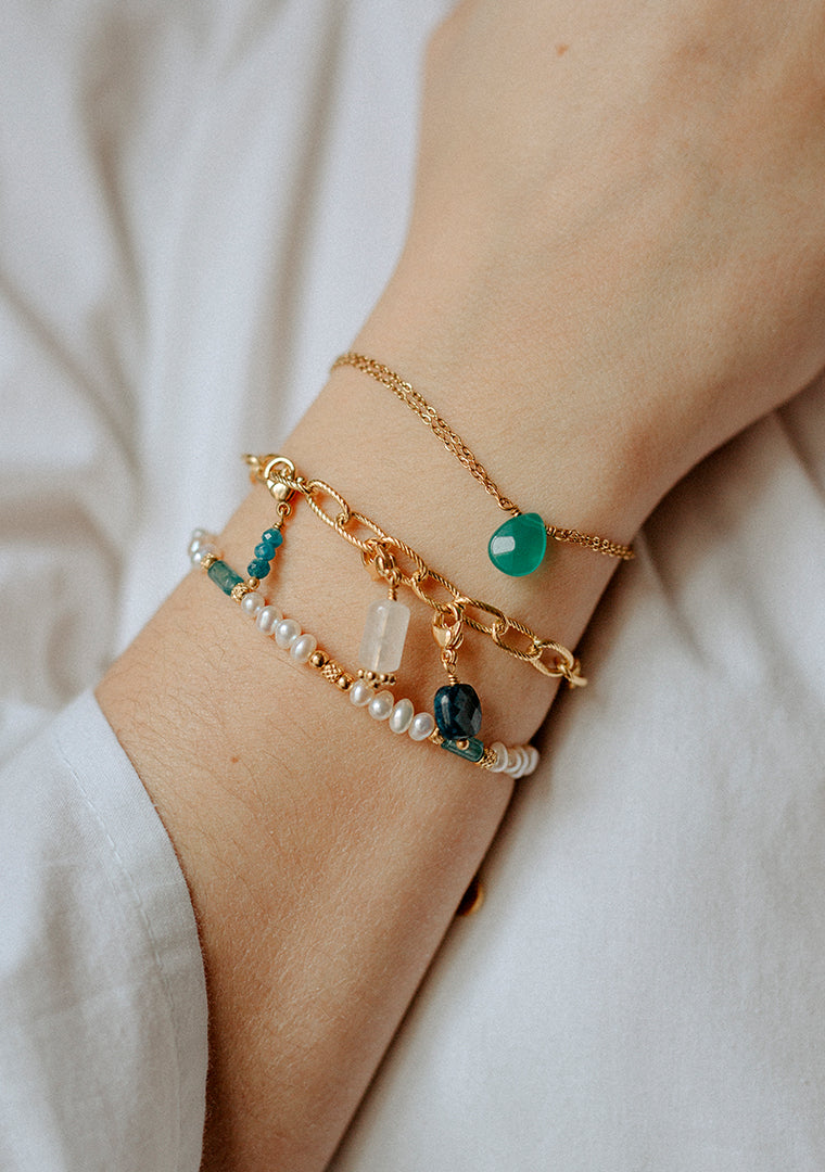 Bracelet Romy - Jade teintée vert foncé