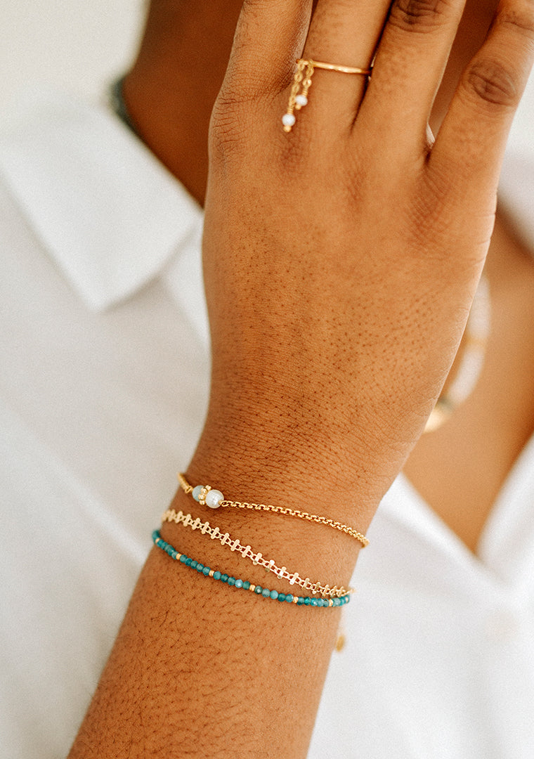Bracelet Tisha - Aigue-Marine & Perle d’eau douce