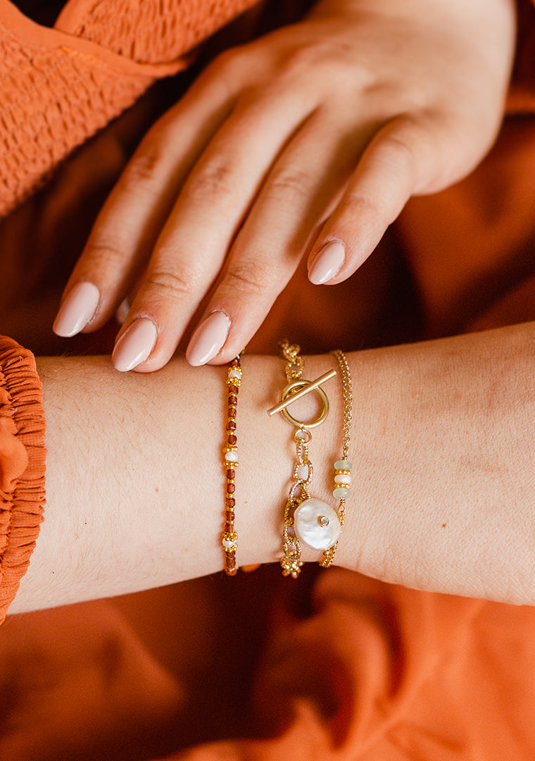 Bracelet Luana - Aventurines & Perle d’eau douce