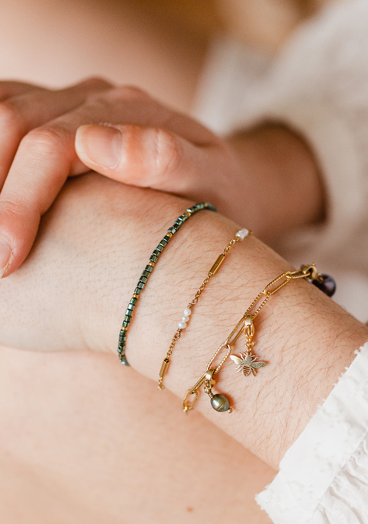 Bracelet Alya - Hématites kaki