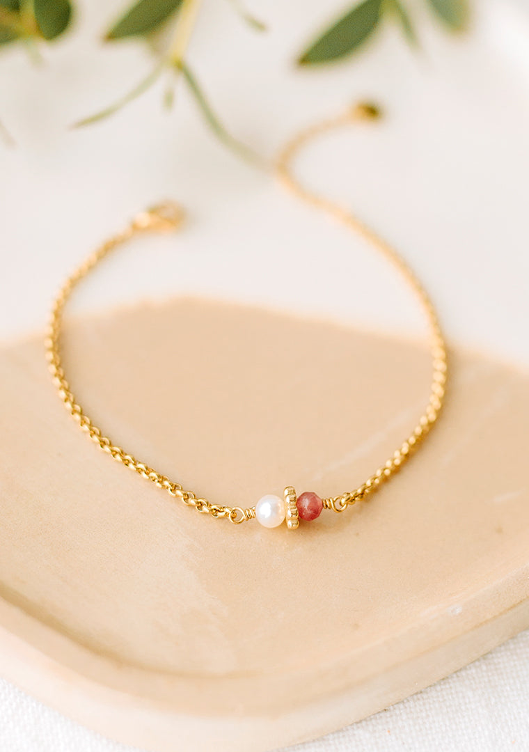 Bracelet Tisha - Tourmaline & Perle d’eau douce