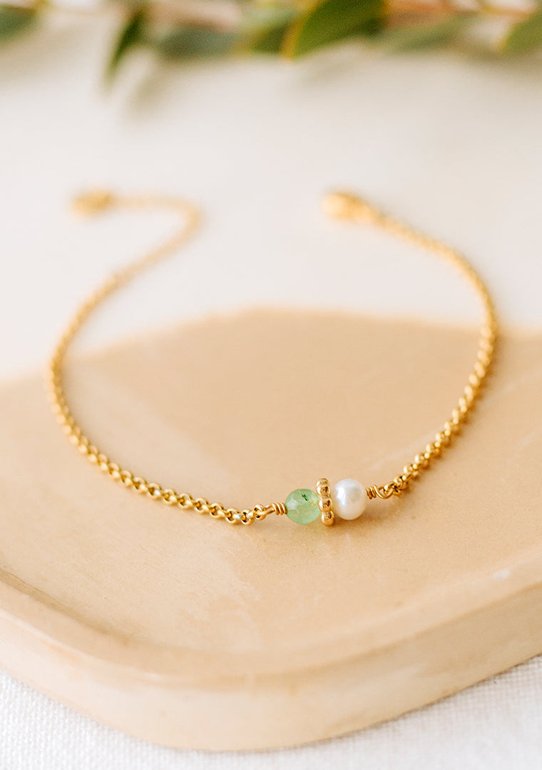 Bracelet Tisha - Aventurine & Perle d’eau douce