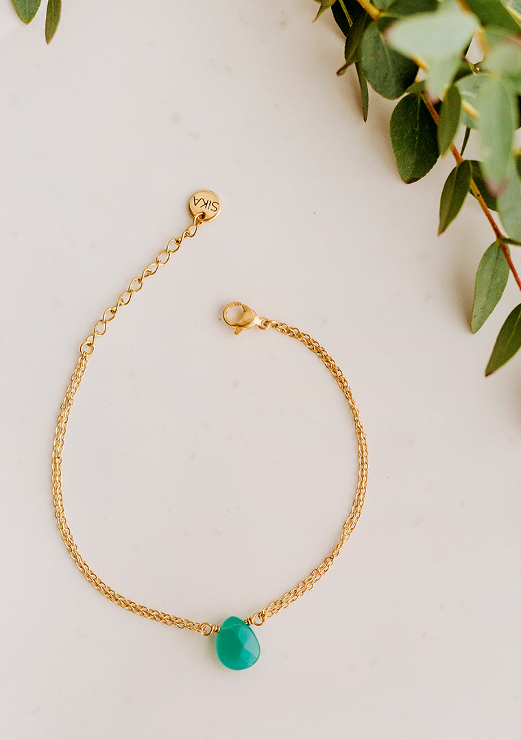 Bracelet Romy - Jade teintée vert foncé