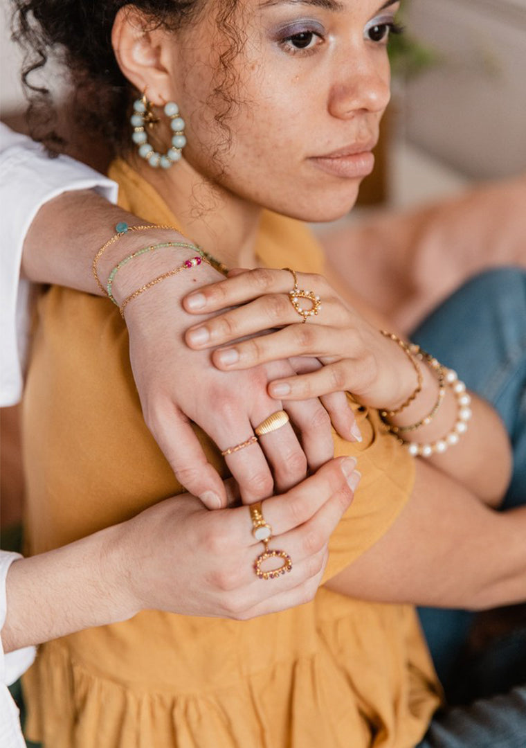 Bracelet Romy - Jade teintée bleue