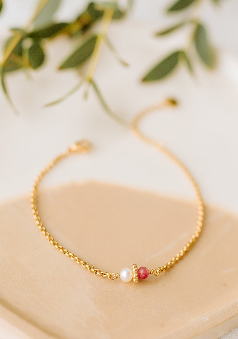 Bracelet Tisha - Tourmaline & Perle d’eau douce