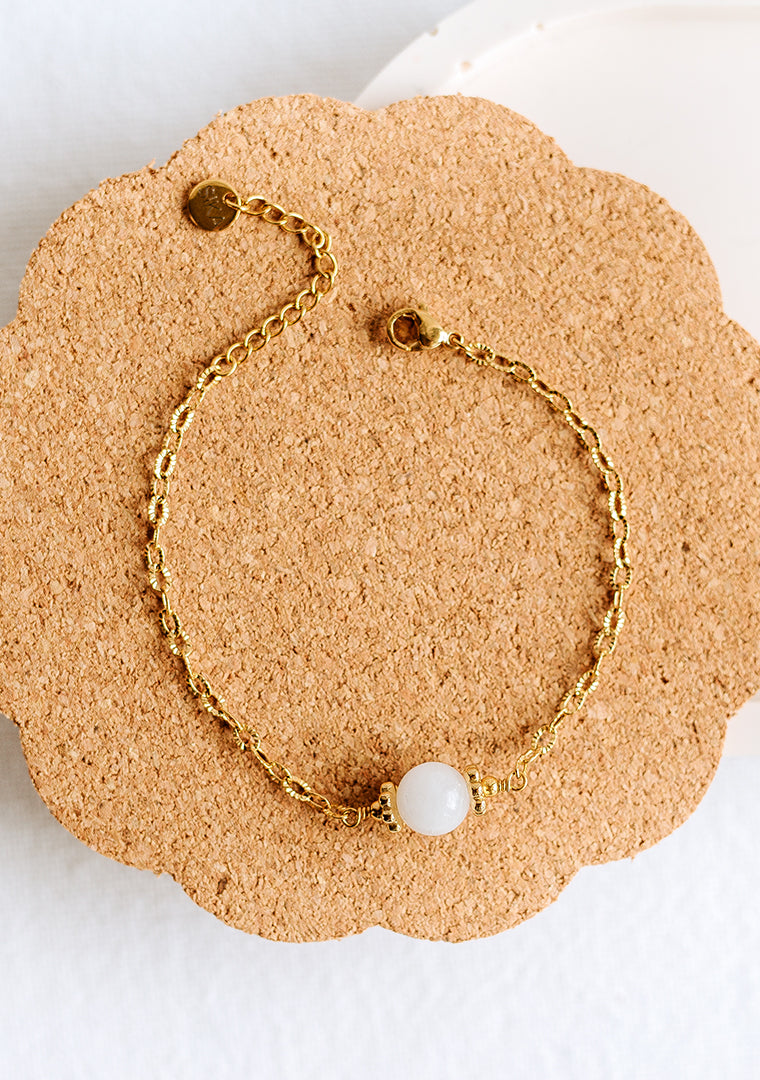 Bracelet Osiris - Jade teintée blanche