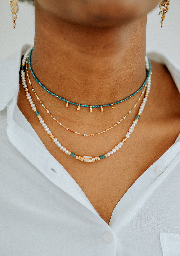 Collier Léana - Perles d’eau douce & Apatite