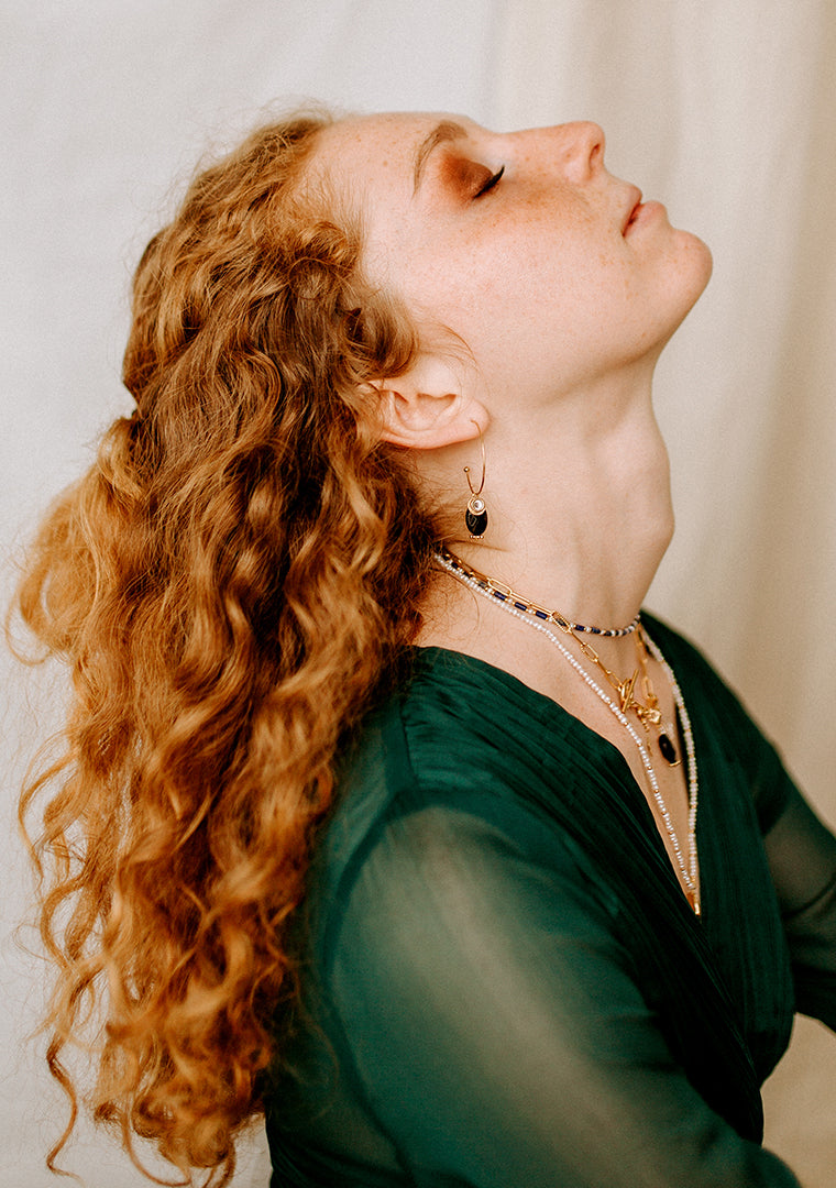 Créoles Lina - Jade teintée noire