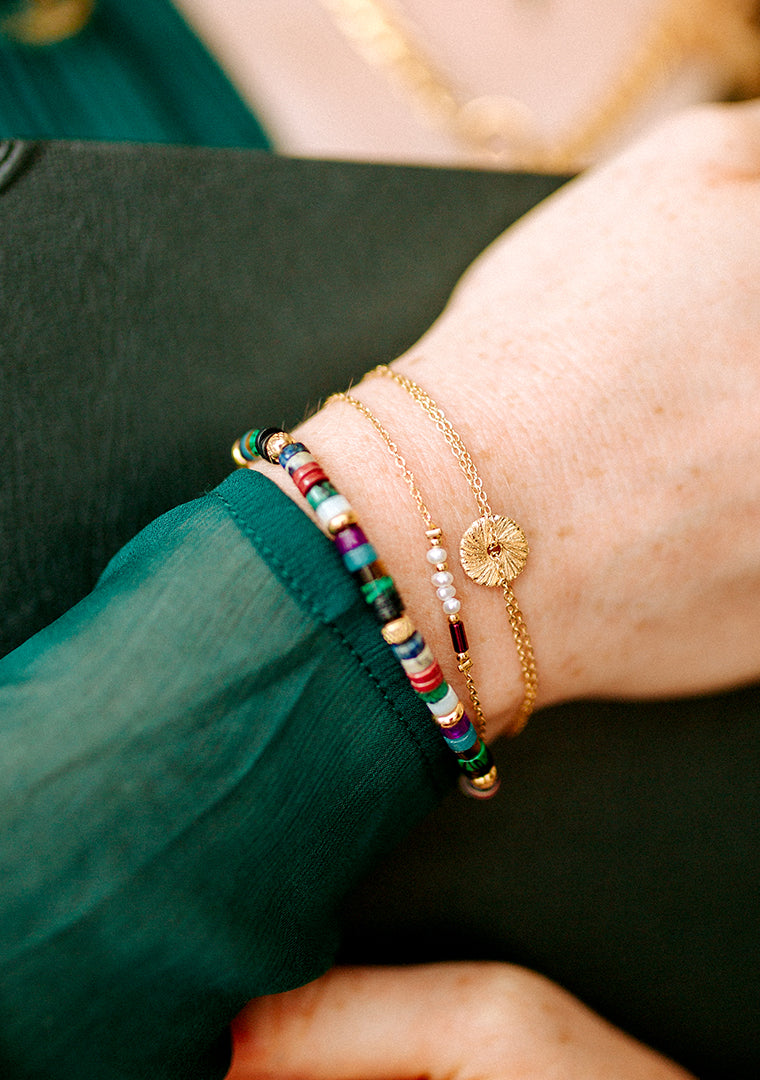 Bracelet Baya - Perles d'eau douce & Hématite violette
