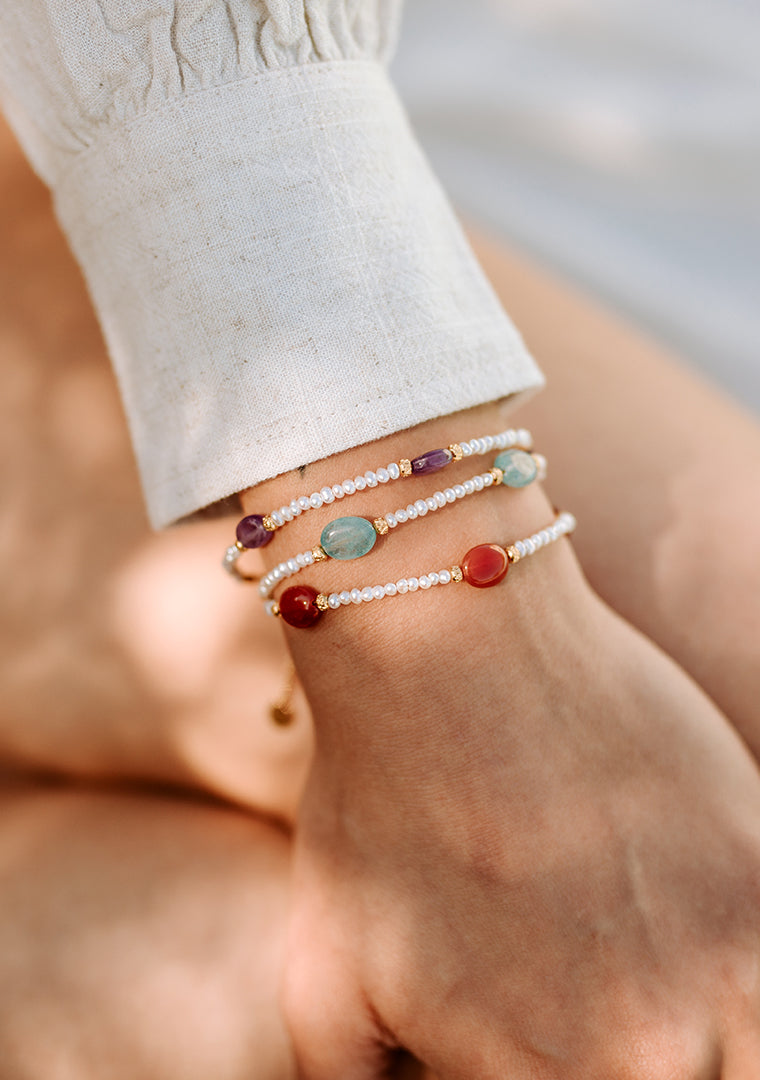 Bracelet Paola - Perles d’eau douce & Améthyste