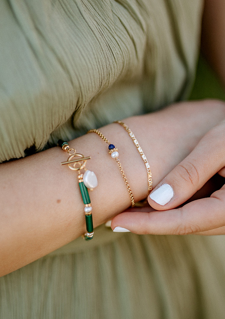Bracelet Tisha - Lapis-Lazuli & Perle d’eau douce