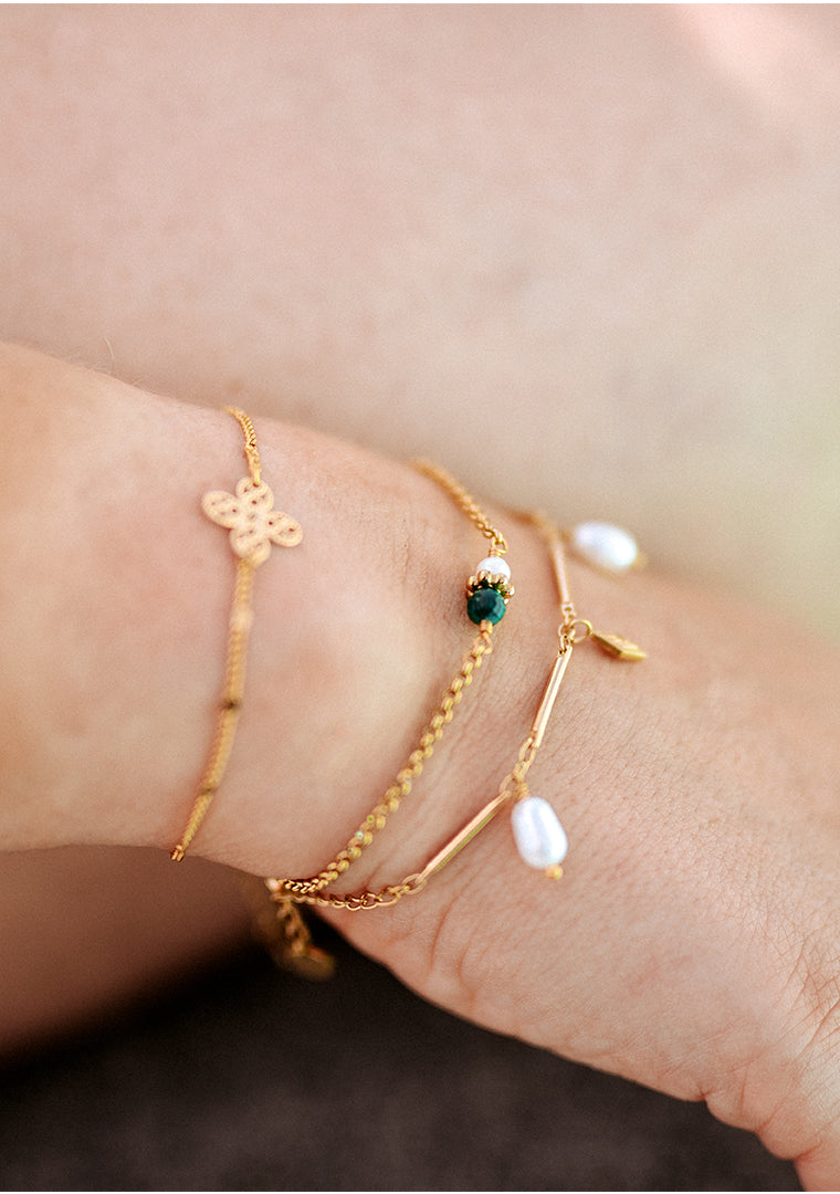 Bracelet Tisha - Malachite & Perle d’eau douce