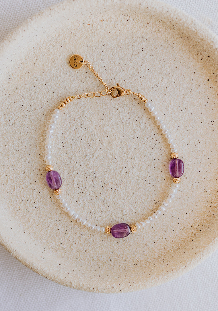 Bracelet Paola - Perles d’eau douce & Améthyste