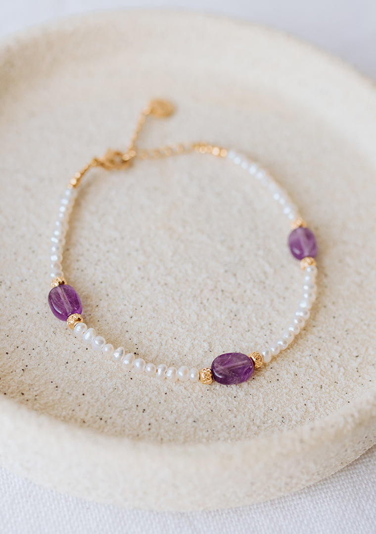Bracelet Paola - Perles d’eau douce & Améthyste