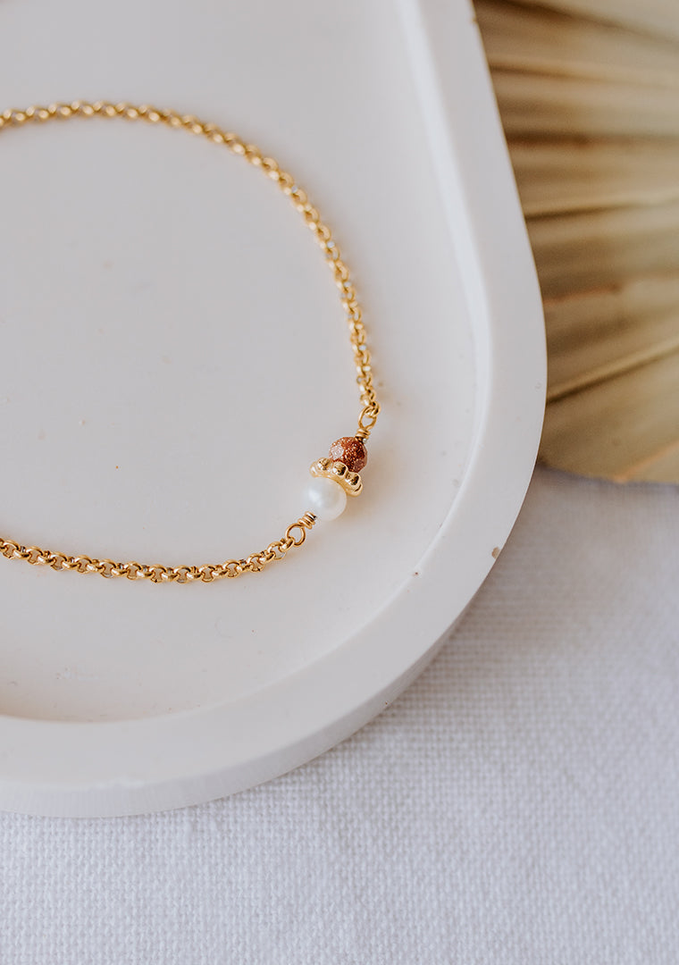 Bracelet Tisha - Pierre de soleil & Perle d’eau douce